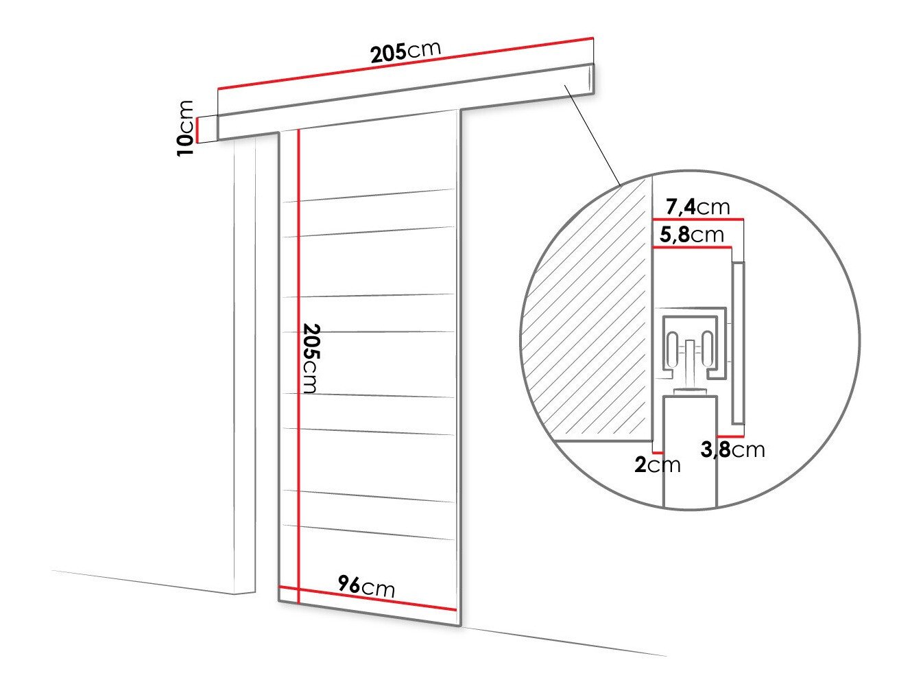 Porte coulissante Closico 174 (Noir)