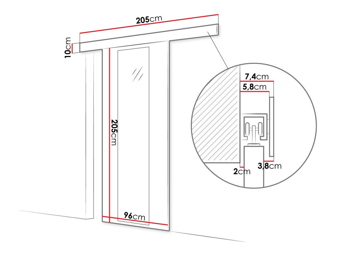Porte coulissante Closico 175 (Blanc)