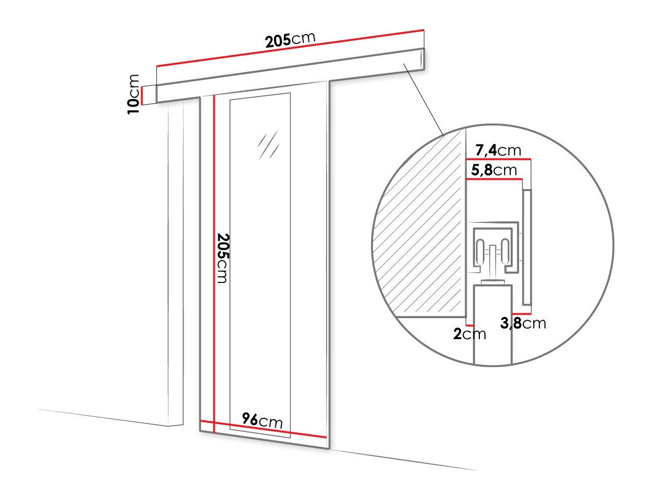 Porte coulissante Closico 175 (Marron)