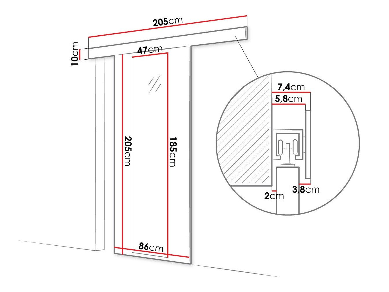 Porte coulissante Closico Materia IV (Blanc)