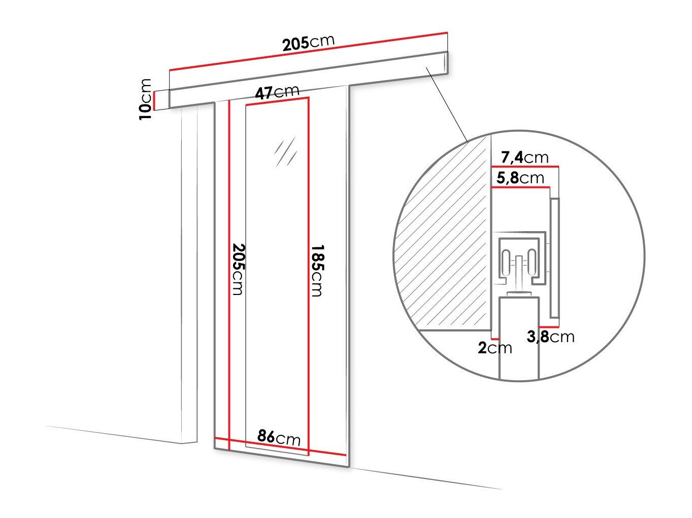 Porte coulissante Closico Materia IV (Noir)