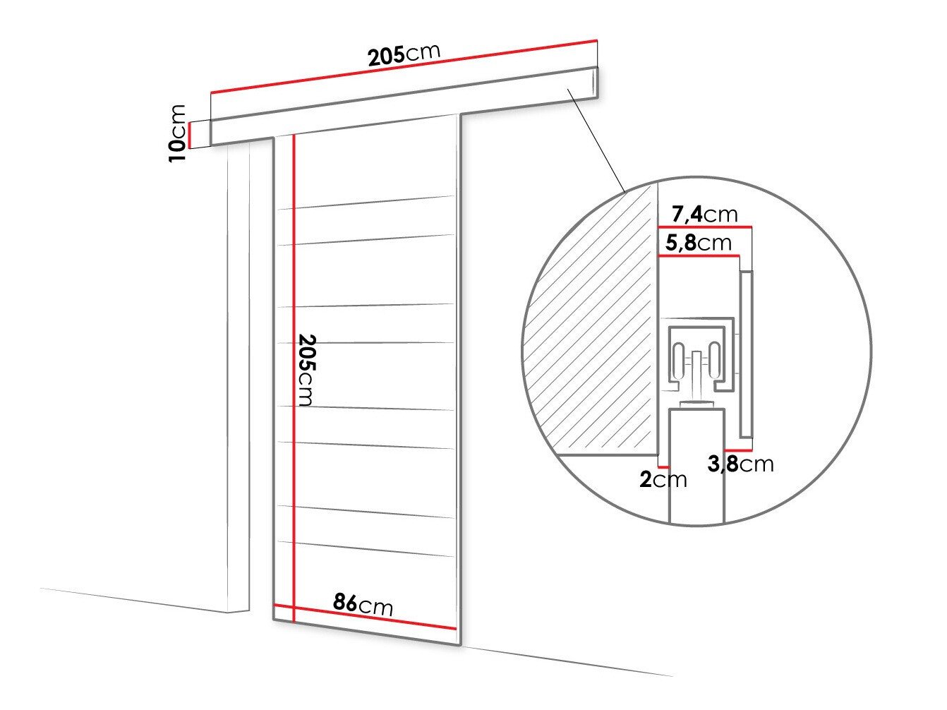 Porte coulissante Closico Materia V (Noir + Blanc)