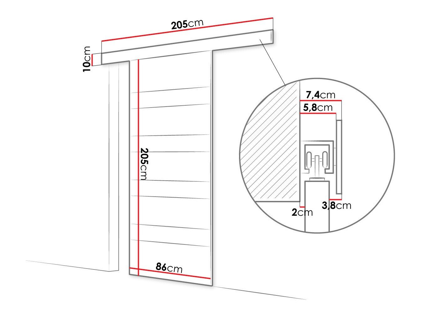 Porte coulissante Closico Materia V (Noir)