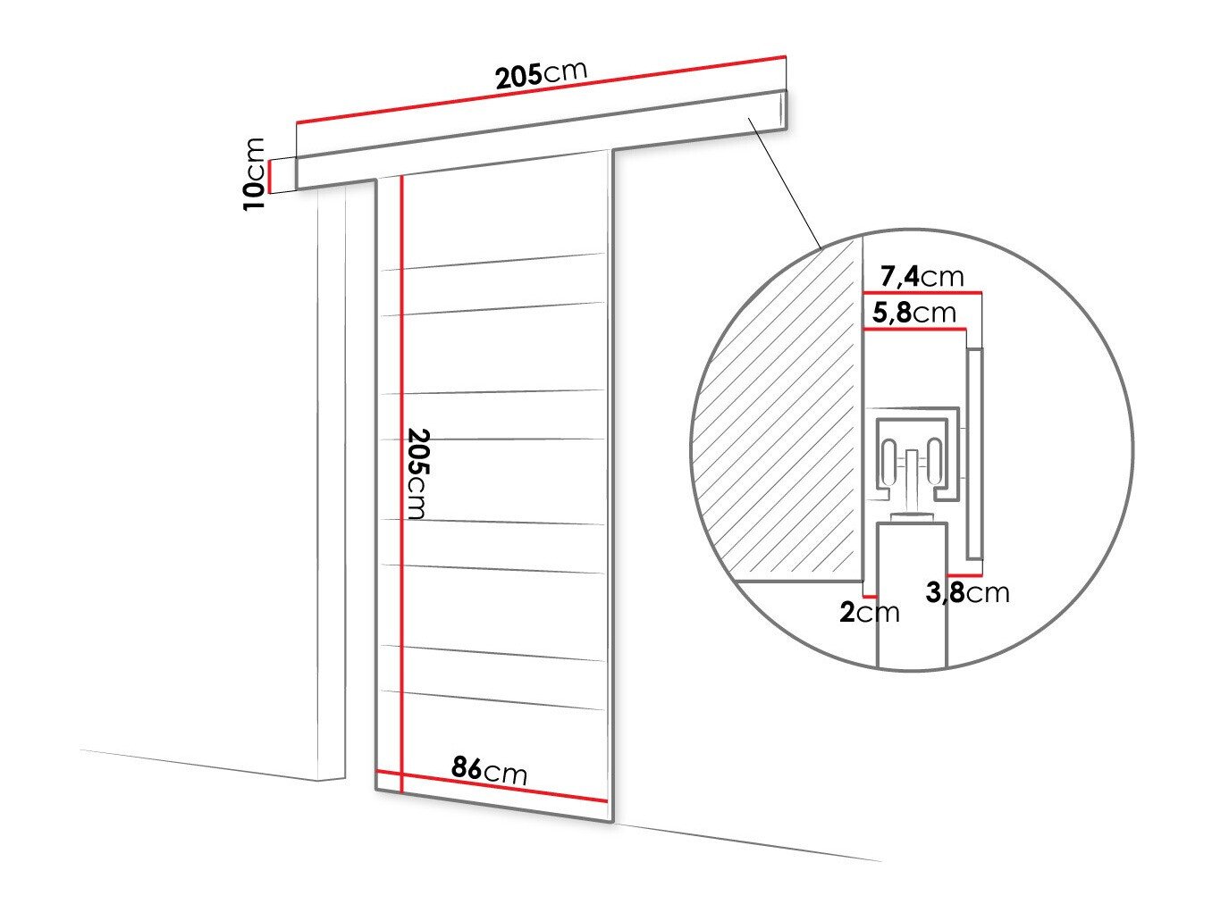Porte coulissante Closico Materia V (Sonoma chêne + Blanc)