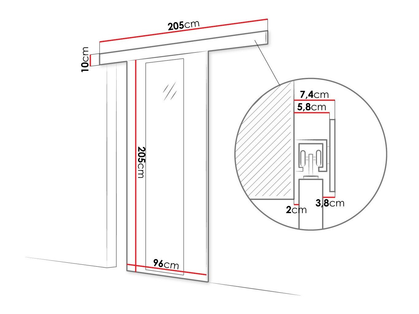 Porte coulissante Closico Portalis IV (Noir)