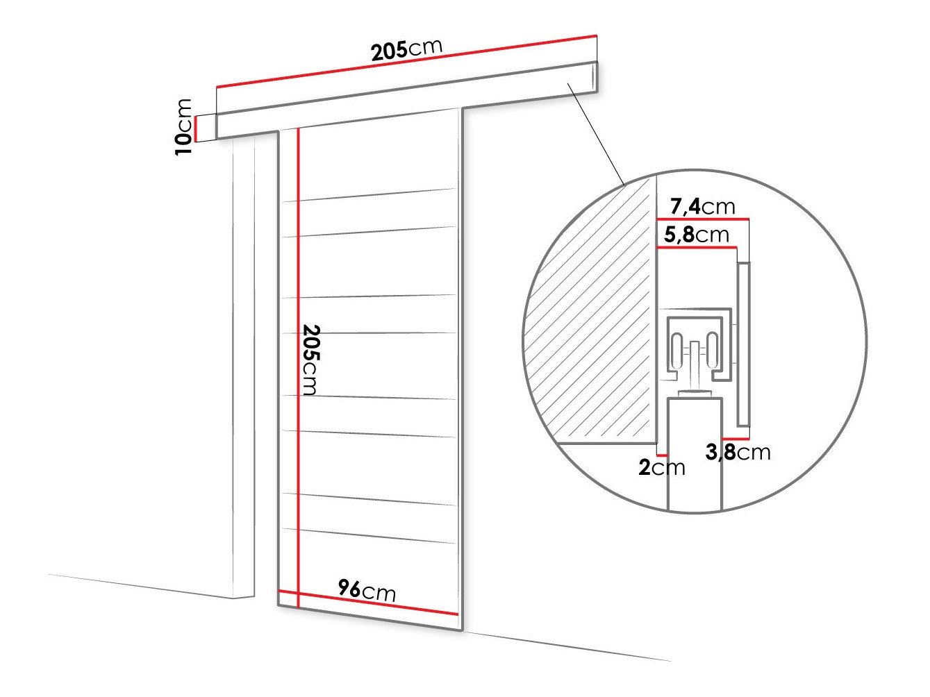 Porte coulissante Closico Portalis V (Noir + Blanc)