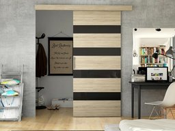 Porte coulissante Closico Portalis V (Sonoma chêne + Noir)