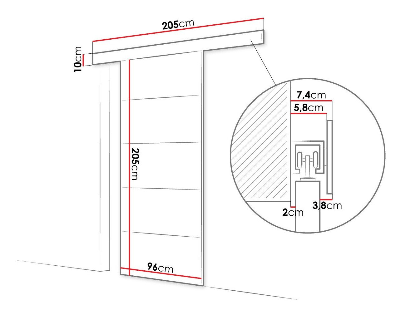 Porte coulissante Closico 176 (Blanc)