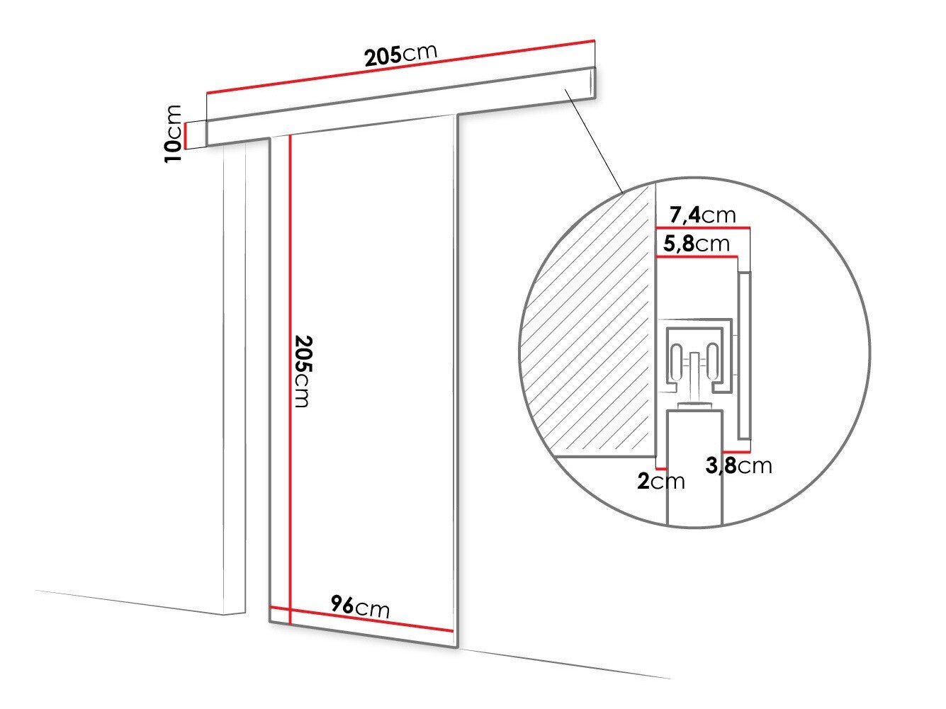 Porte coulissante Closico 178 (Blanc)