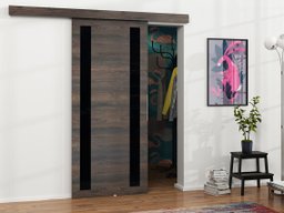 Porte coulissante Dover 121 (Chêne sombre + Noir)