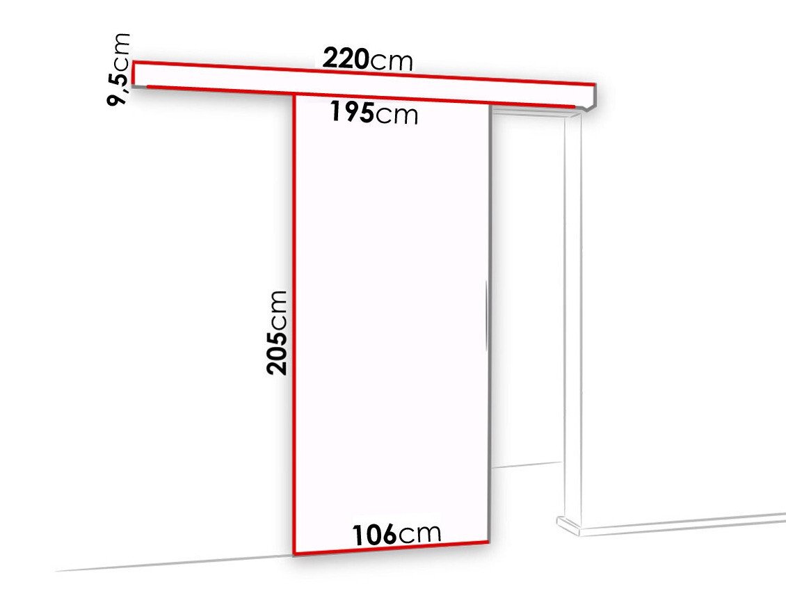 Porte coulissante Dover 122 (Blanc + Noir)