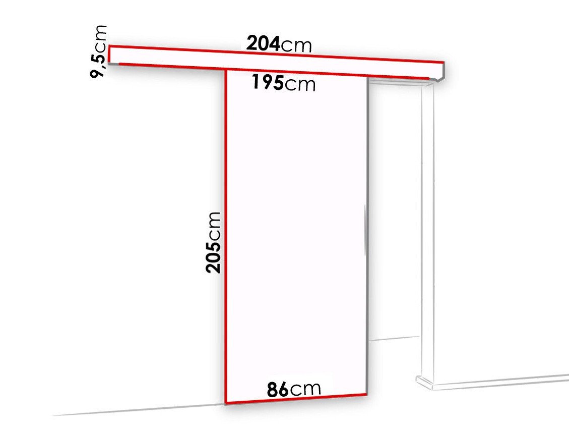 Porte coulissante Dover 123 (Sonoma chêne + Noir)