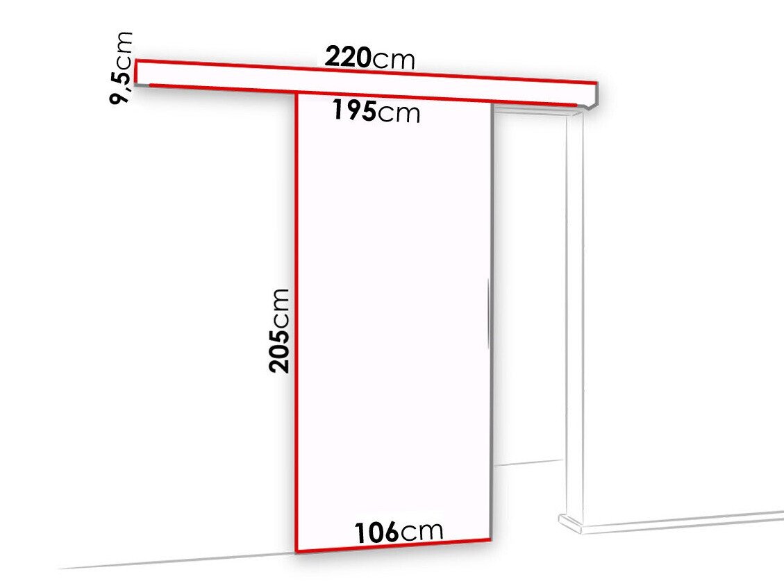 Porte coulissante Dover 126 (Blanc + Noir)