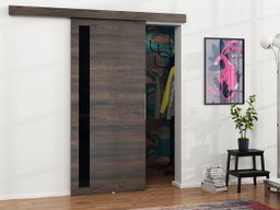 Porte coulissante Dover 126 (Chêne sombre + Noir)