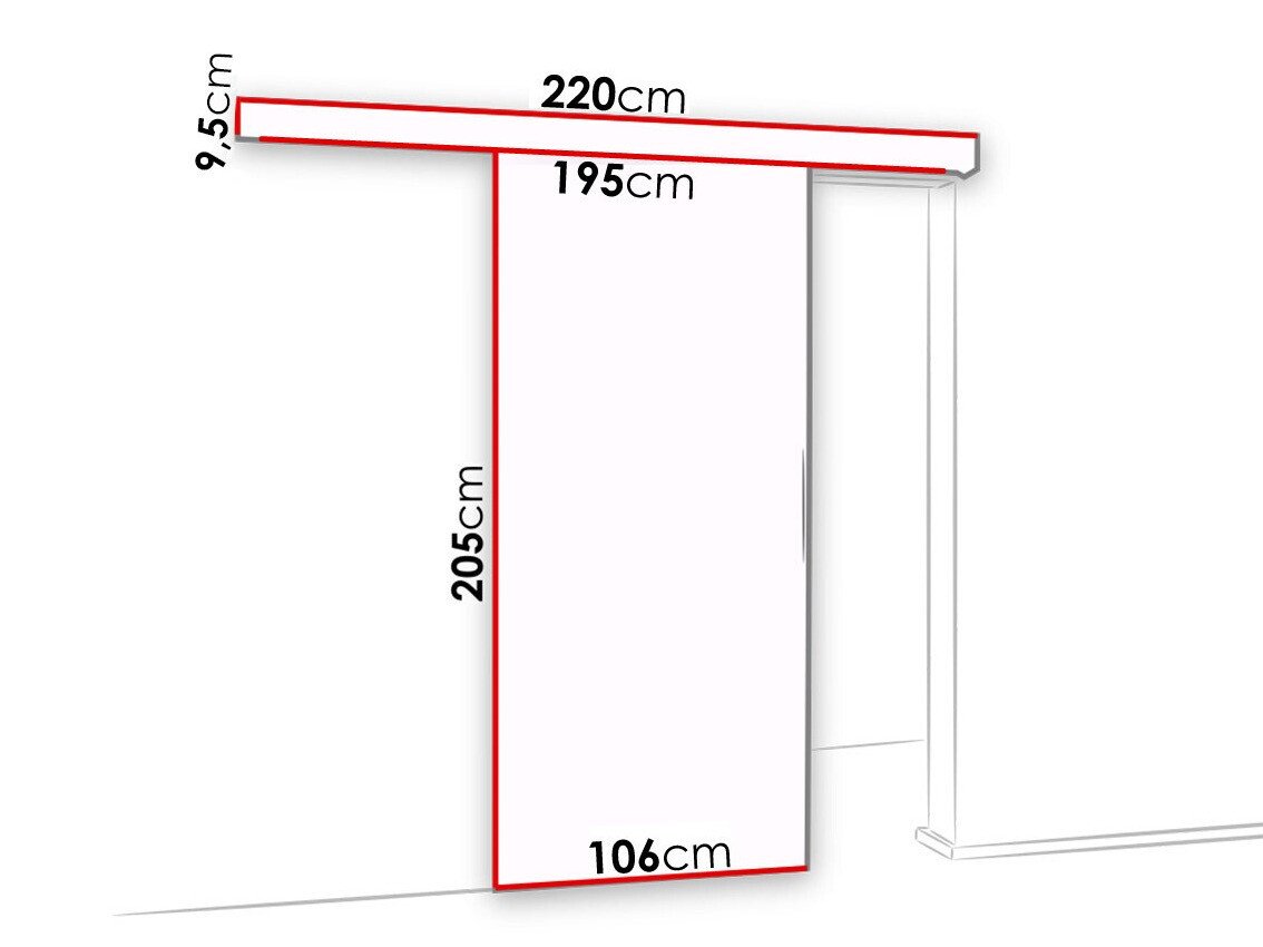 Porte coulissante Dover 126 (Sonoma chêne + Noir)