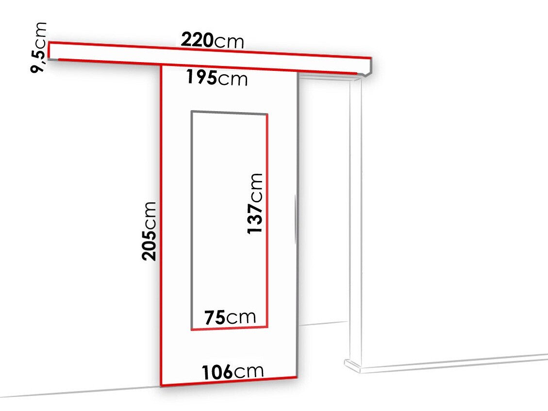 Porte coulissante Dover 132 (Chêne sombre)