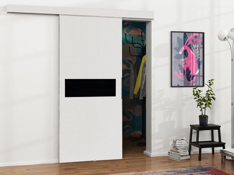 Porte coulissante Dover 127 (Blanc + Noir)