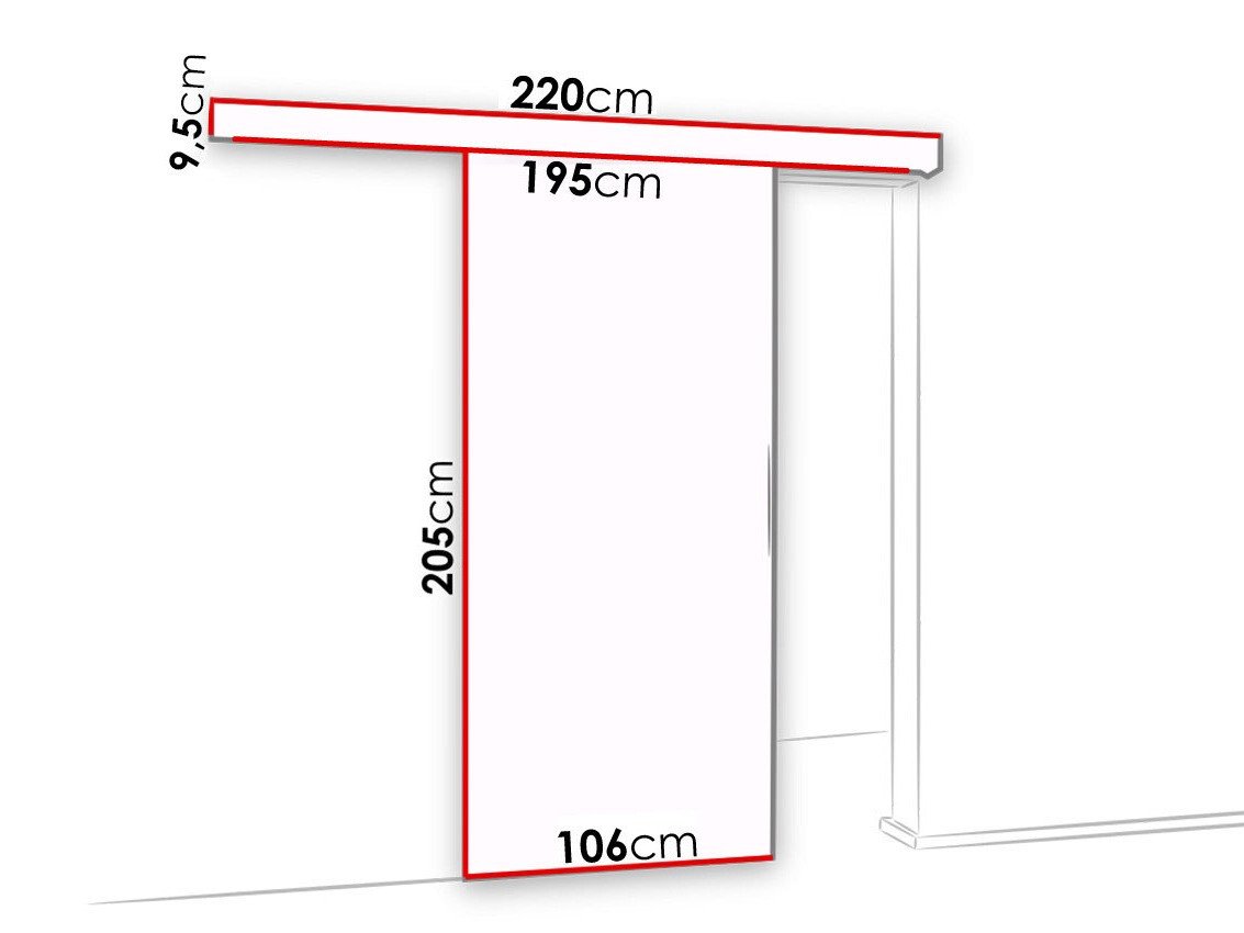Porte coulissante Dover 127 (Blanc + Noir)