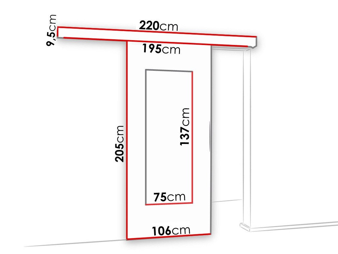 Porte coulissante Dover 130 (Chêne sombre)