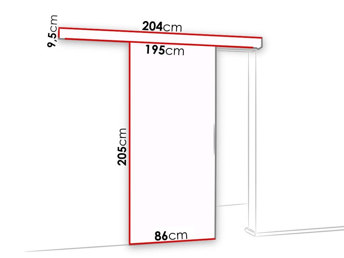 Porte coulissante Dover 133 (Sonoma chêne + Noir)