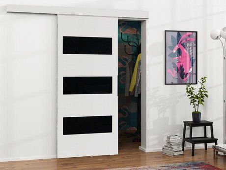 Porte coulissante Dover 136 (Blanc + Noir)