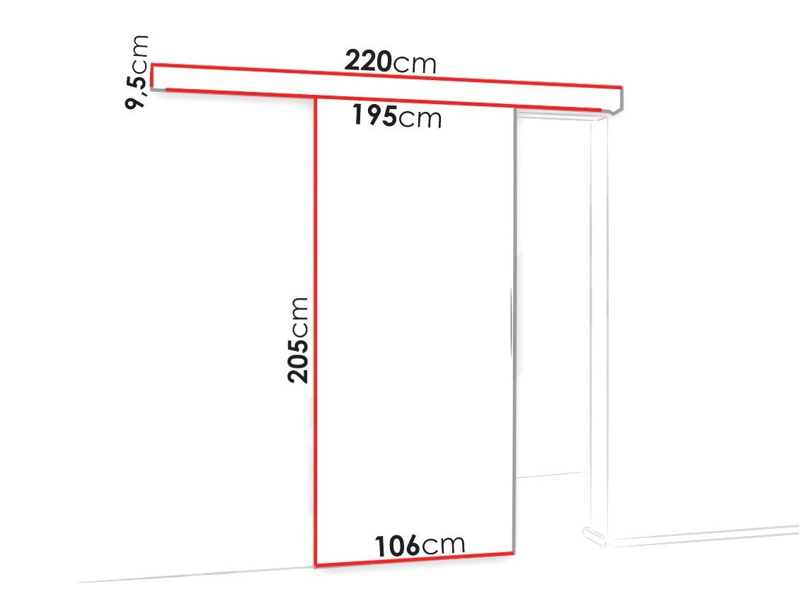 Porte coulissante Dover 137 (Blanc + Noir)