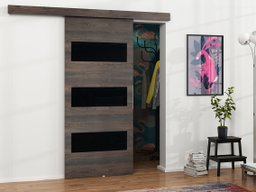 Porte coulissante Dover 137 (Chêne sombre + Noir)