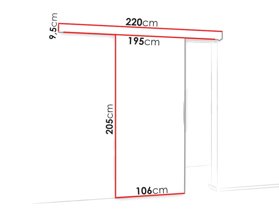 Porte coulissante Dover 137 (Sonoma chêne + Noir)