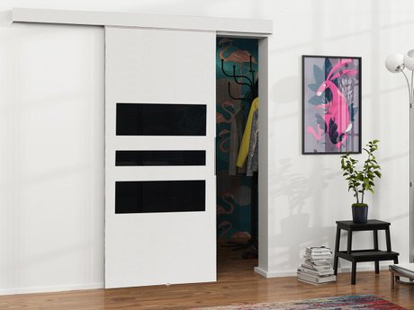 Porte coulissante Dover 140 (Blanc + Noir)