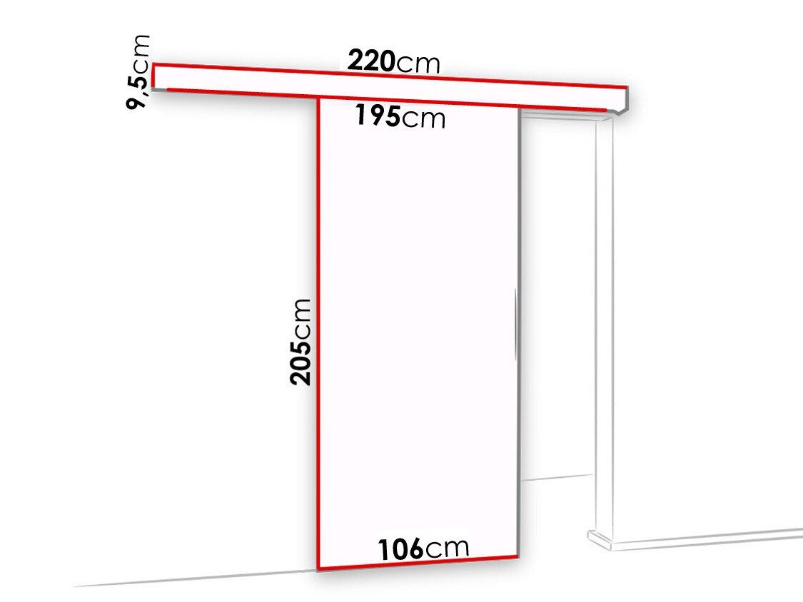 Porte coulissante Dover 140 (Sonoma chêne + Noir)