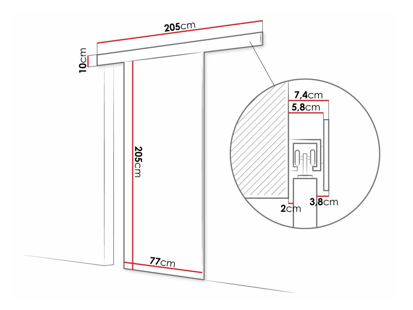 Porte coulissante Closico 179 (Blanc)