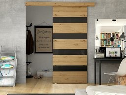 Porte coulissante Closico 179 (Chêne Artisan + Noir)