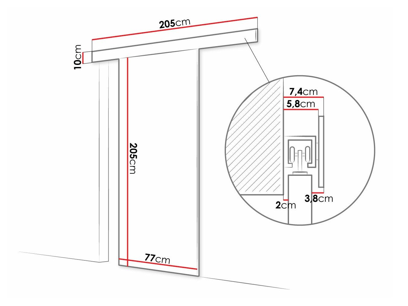 Porte coulissante Closico 180 (Blanc)