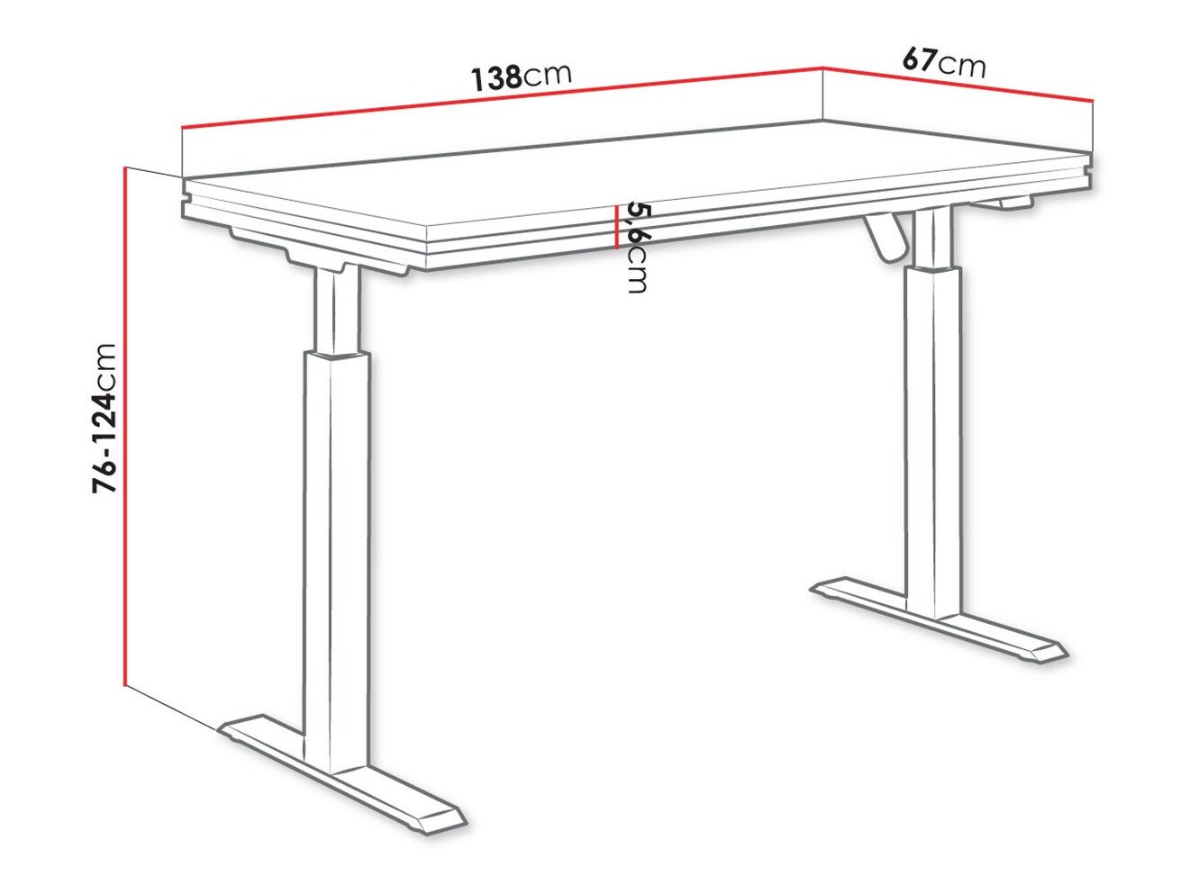 Bureau réglable en hauteur Tucson 170 (Chêne Artisan + Noir mat)