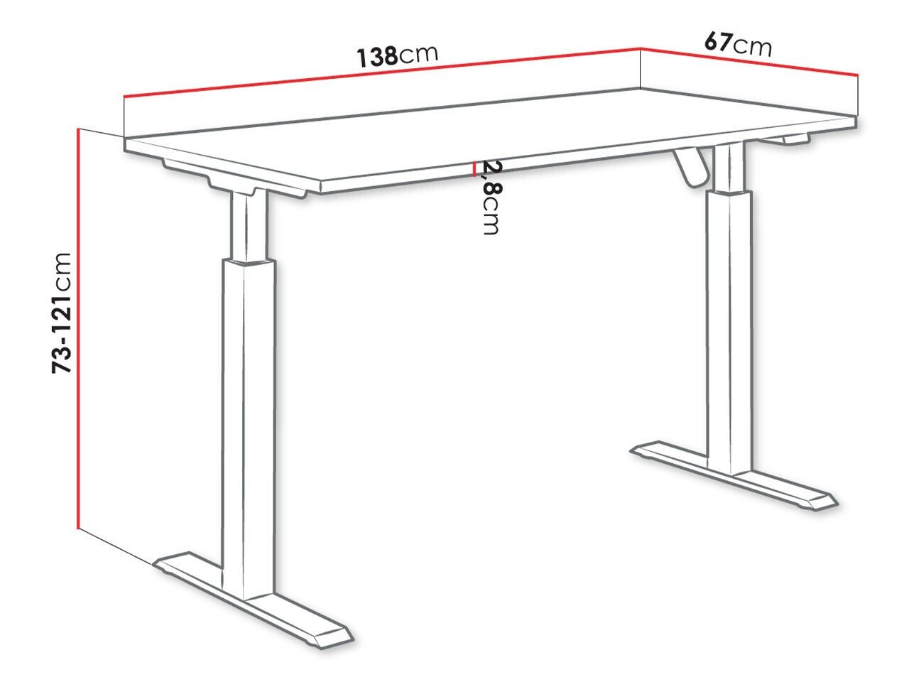 Bureau réglable en hauteur Tucson 171 (Gris clair + Noir mat)