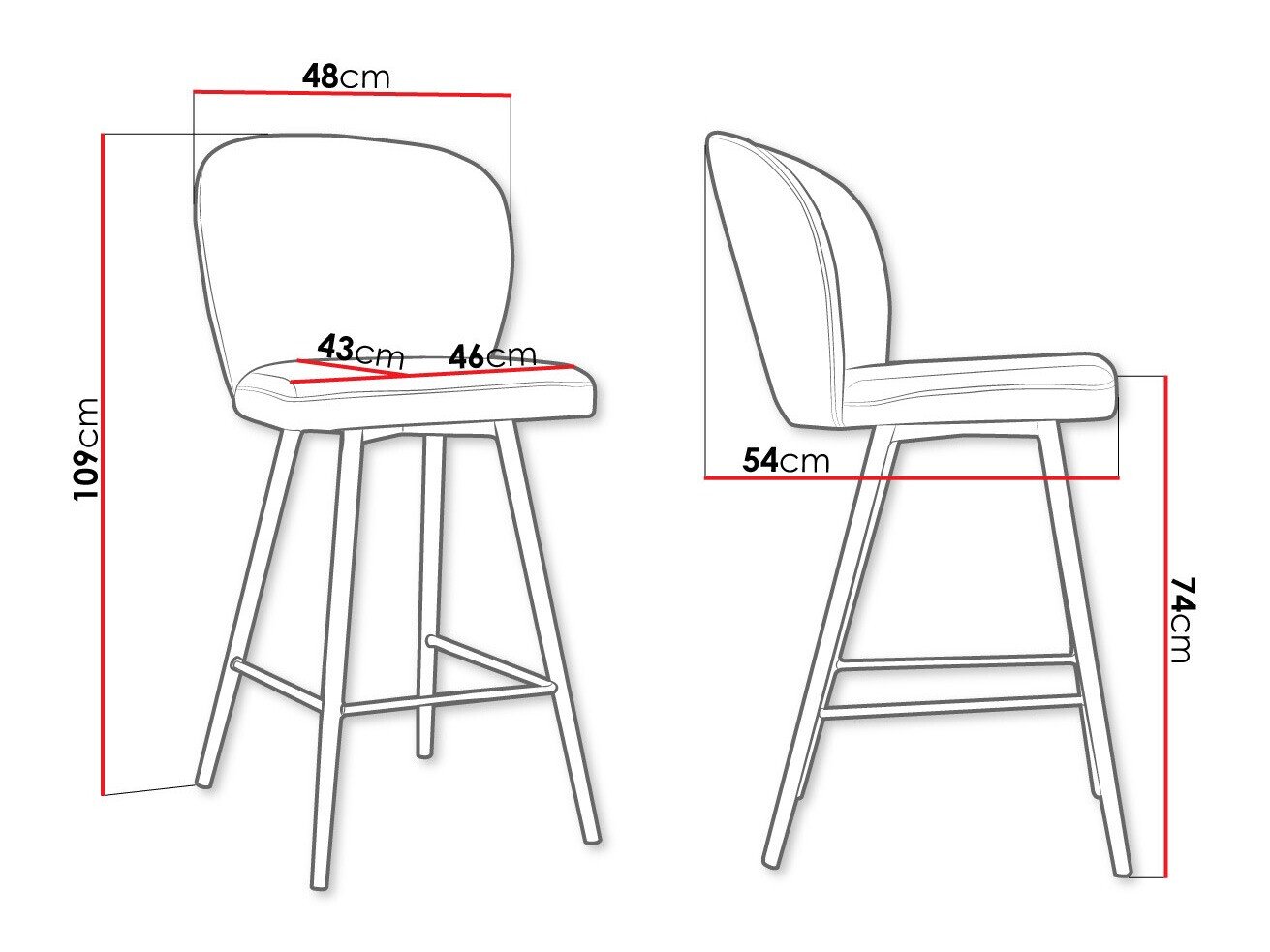 Chaise de bar Jackson 101 (Noir + Magic Velvet 2209)