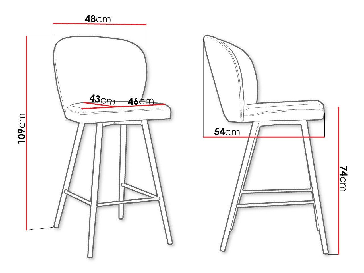 Chaise de bar Jackson 101 (Noir + Magic Velvet 2217)