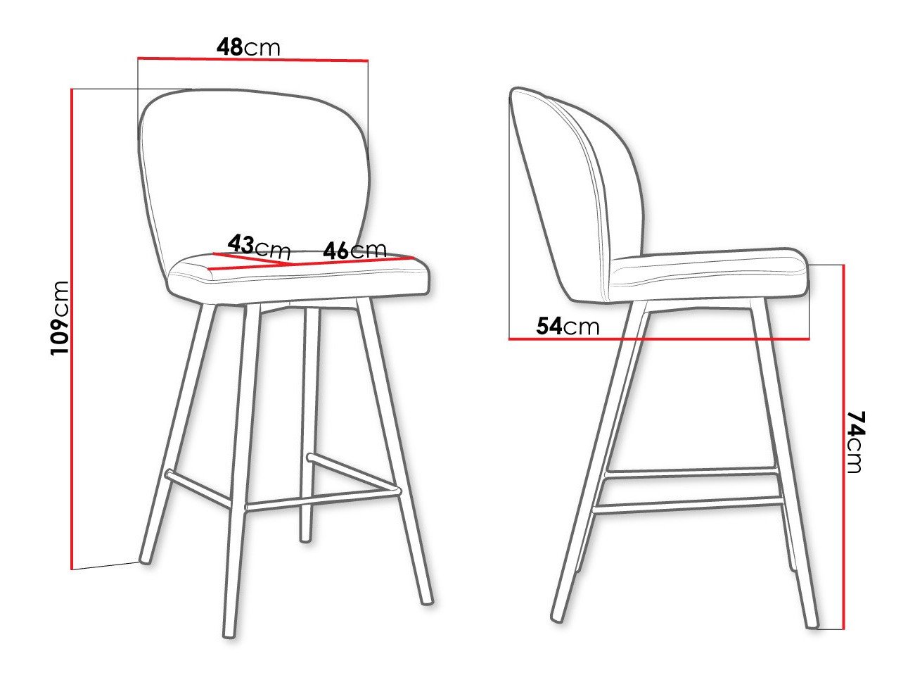 Chaise de bar Jackson 101 (Noir + Magic Velvet 2219)