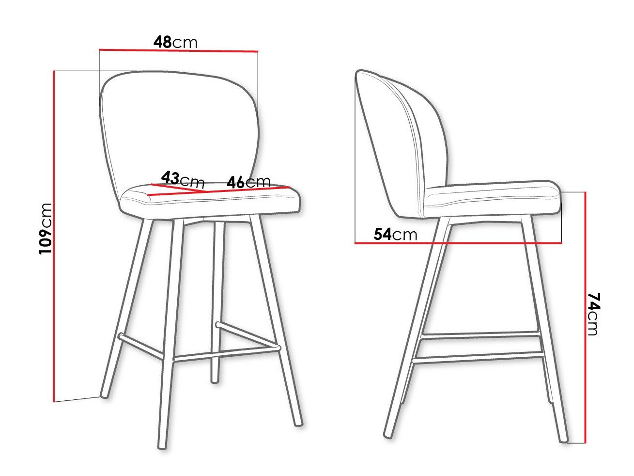 Chaise de bar Jackson 101 (Noir + Magic Velvet 2225)