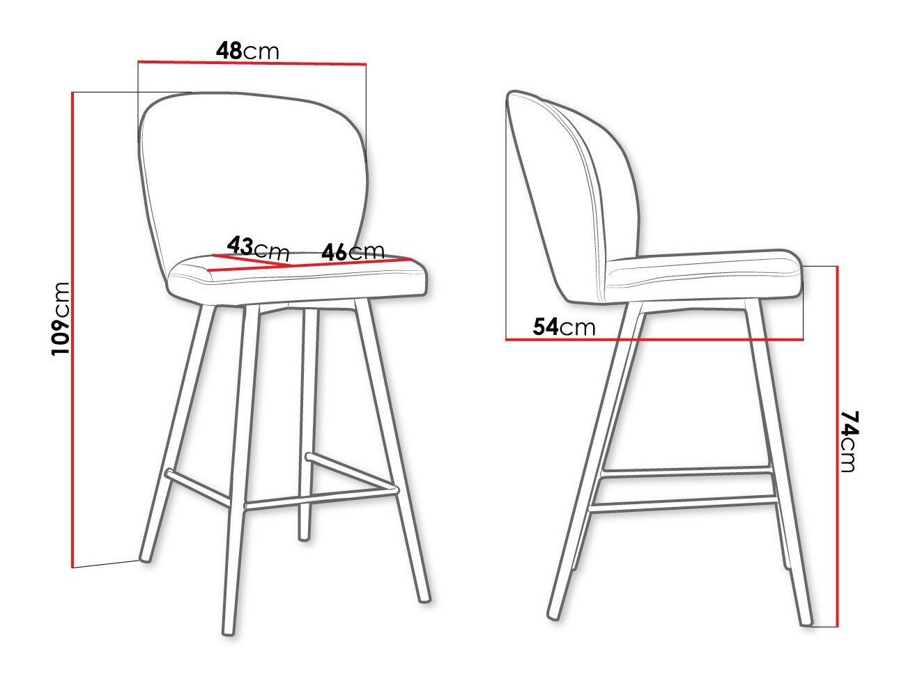 Chaise de bar Jackson 101 (Noir + Magic Velvet 2240)