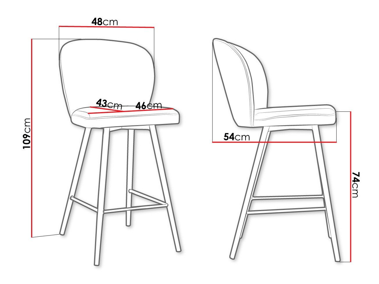 Chaise de bar Jackson 101 (Noir + Magic Velvet 2258)