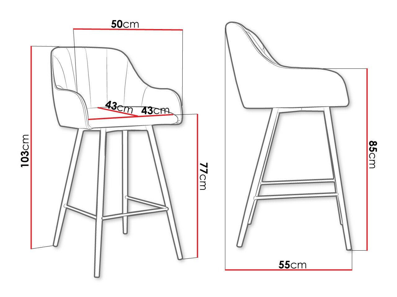 Chaise de bar Jackson 102 (Noir + Magic Velvet 2216)