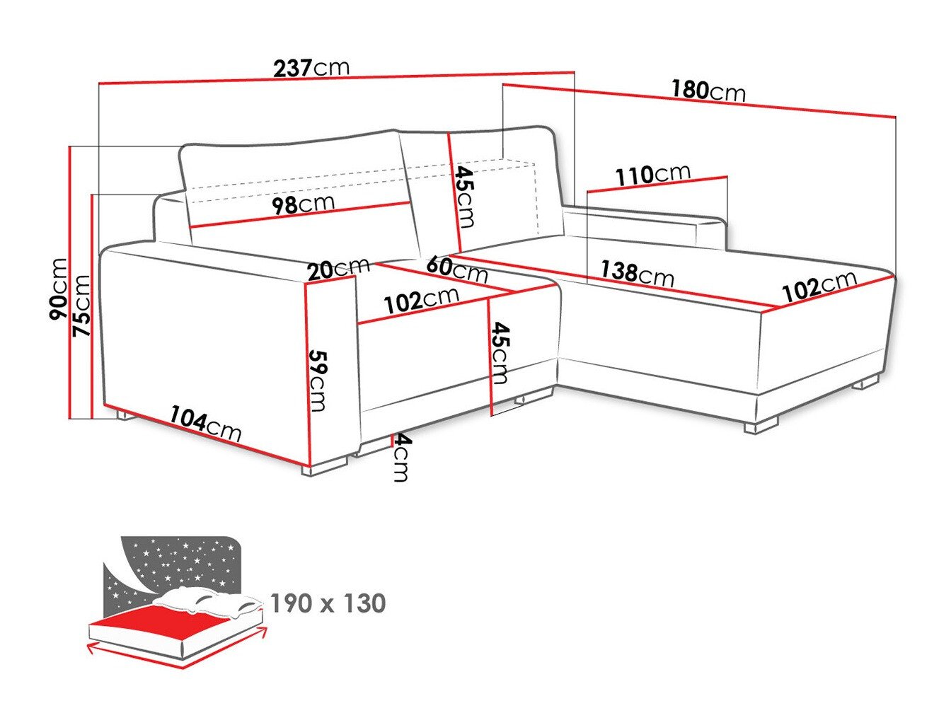 Canapé d'angle Columbus 204 (Tilia 77)