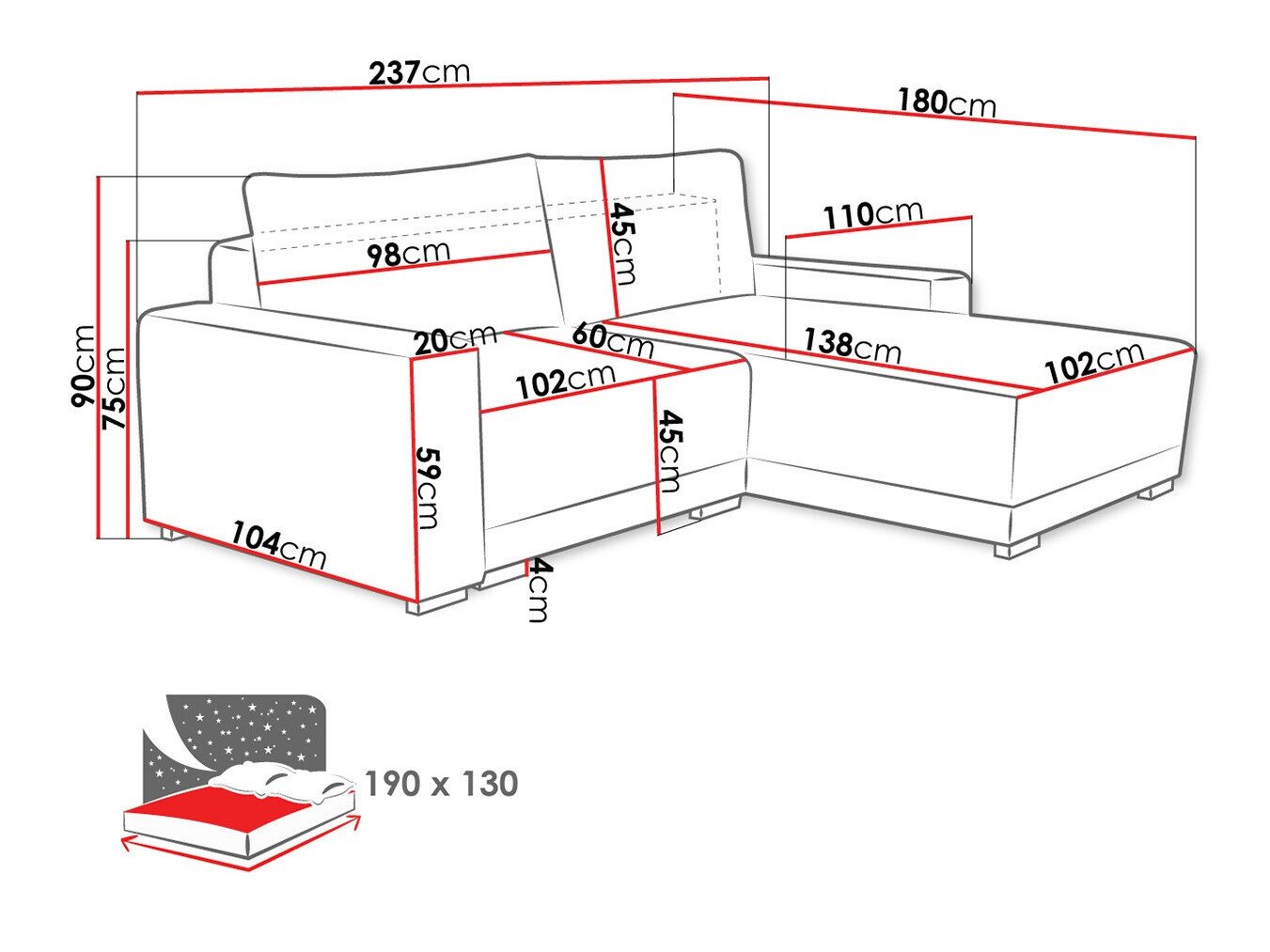 Canapé d'angle Columbus 204 (Tilia 86)