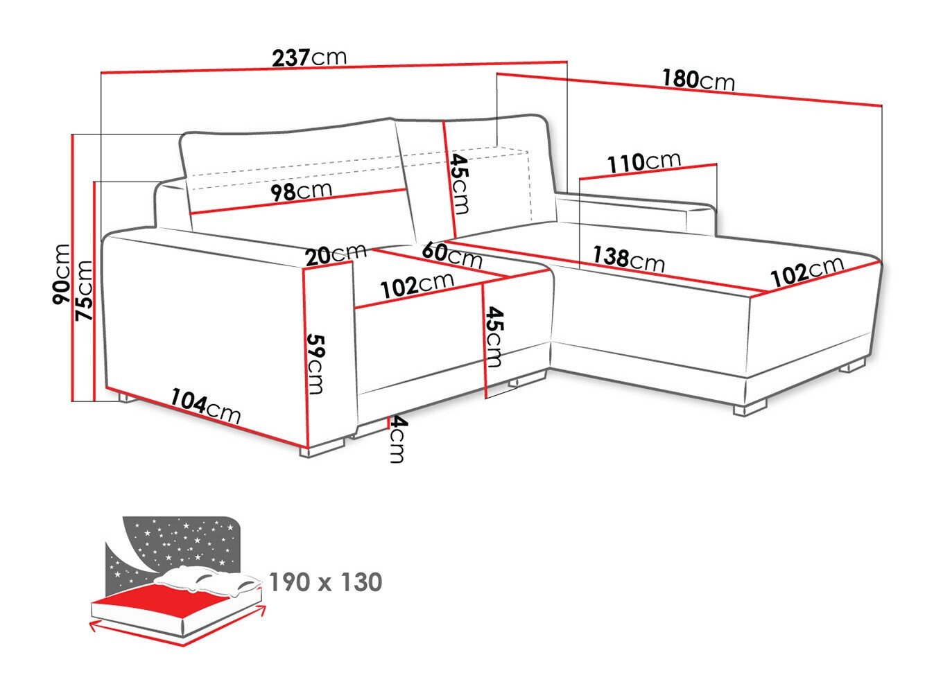 Canapé d'angle Columbus 204 (Tilia 90)