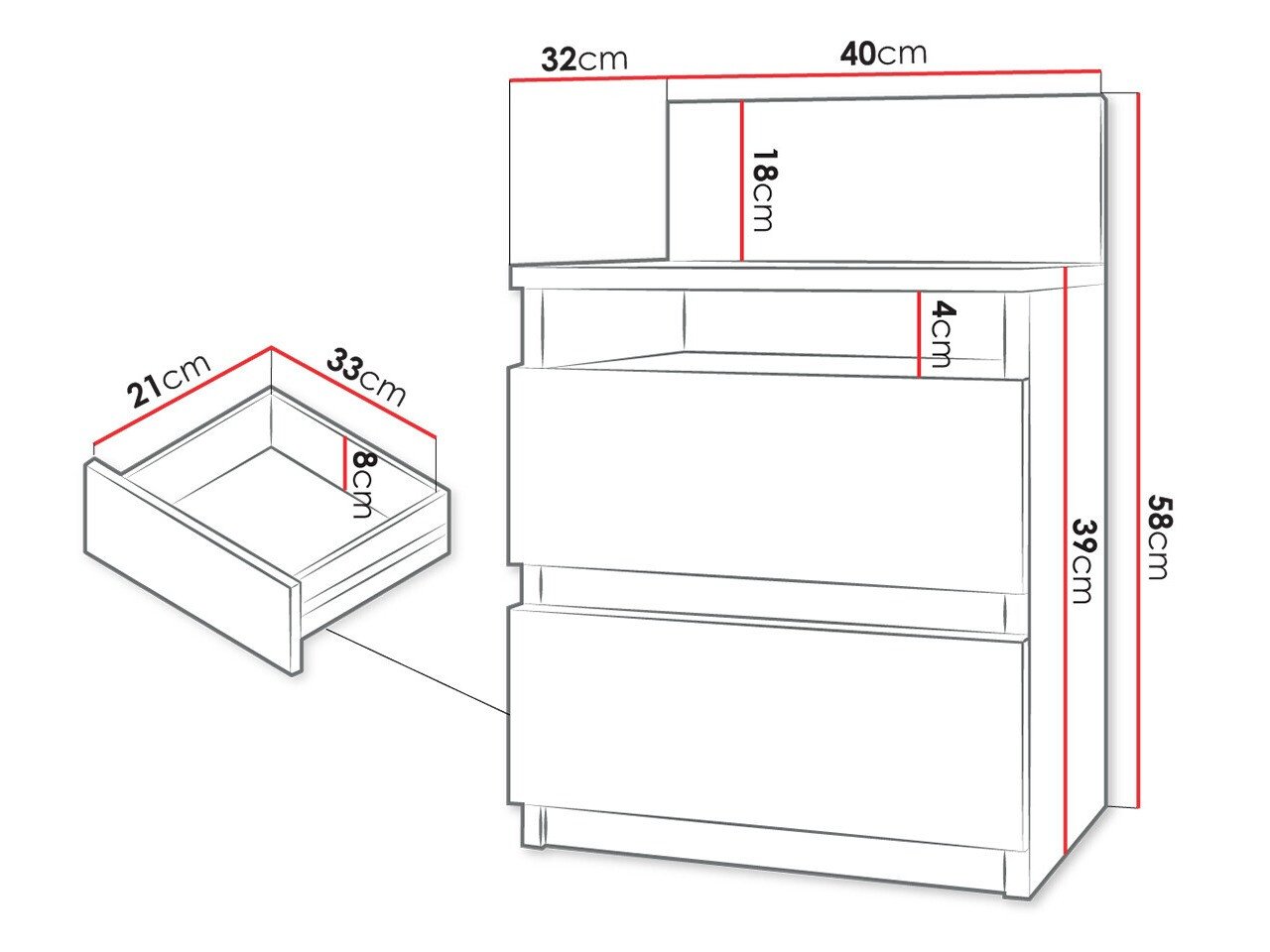 Table de chevet Comfivo Structor (Blanc)