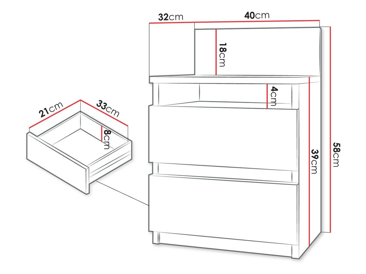 Table de chevet Comfivo Structor (Noir)