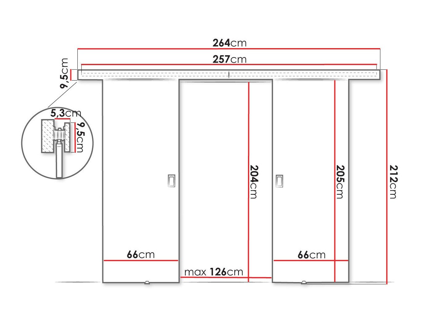 Porte coulissante Dover 198 (Noir)