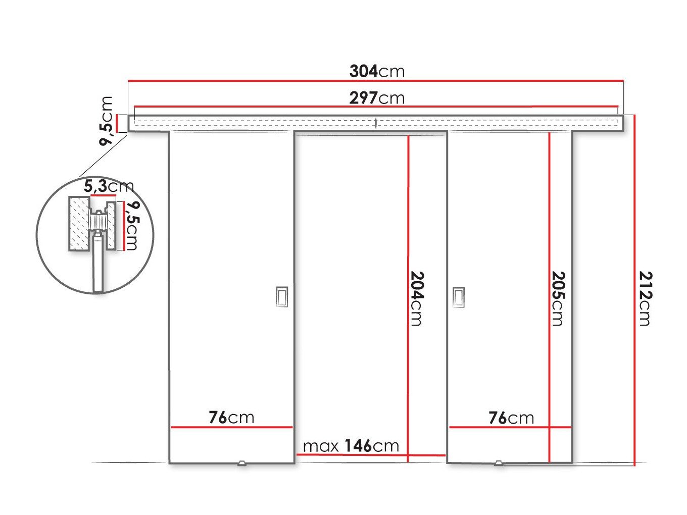 Porte coulissante Dover 199 (Sonoma chêne)