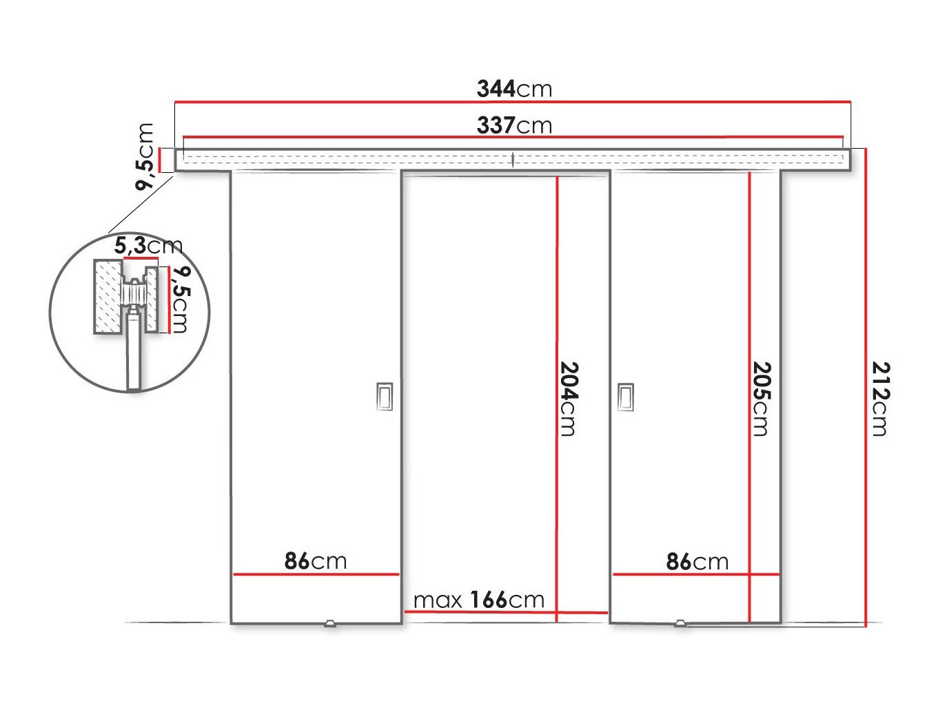 Porte coulissante Dover 200 (Chêne sombre)